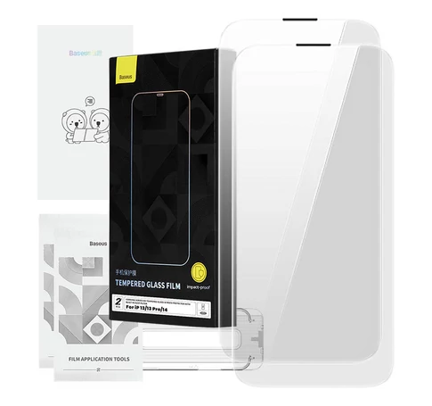 Baseus Corning edzett üvegfólia porszűrővel, iPhone 13/13 Pro/14