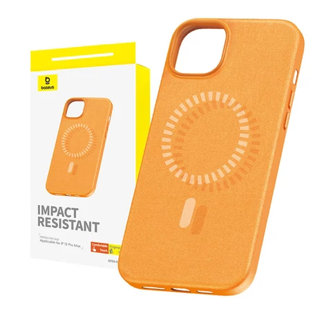 Baseus Fauxther Series mágneses telefontok iPhone 15 ProMax (narancssárga)