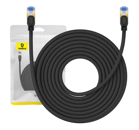 Baseus Ethernet RJ45 fonott hálózati kábel cat.7, 10 Gbps, 10m (fekete)