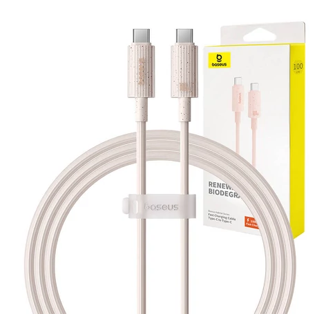 Baseus Habitat Series gyorstöltő kábel USB-C - USB-C, 100W, 1m (rózsaszín)