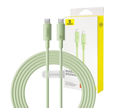 Baseus Habitat Series gyorstöltő kábel USB-C - USB-C, 100W, 2m (zöld)