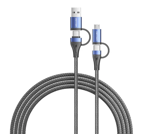 4in1 USB kábel USB 2.0 Vention CTLLH 1m (fekete)