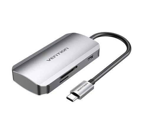 USB-C 3x USB3.0 dokkolóállomáshoz, SD, TF, PD 0.15m Vention TNHHHB, szürke