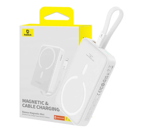 Baseus Magnetic Mini Powerbank, 10000mAh, Lightning, 20W, MagSafe (fehér)