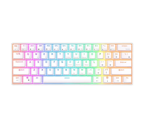 Royal Kludge RK61 RGB mechanikus billentyűzet, piros kapcsoló (fehér) (QWERTY)
