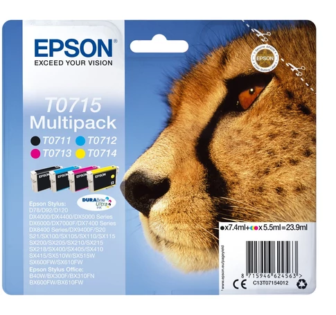 Epson T0715 tintapatron 1 db Eredeti Fekete, Cián, Magenta, Sárga