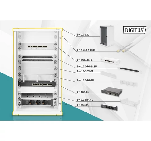 Digitus DN-10-SET-3 állvány 12U Falra szerelhető állvány Szürke