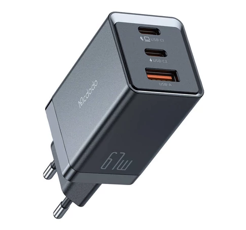 Mcdodo CH-1541 GaN fali töltő, 2x USB-C, 1x USB, 67W (fekete)