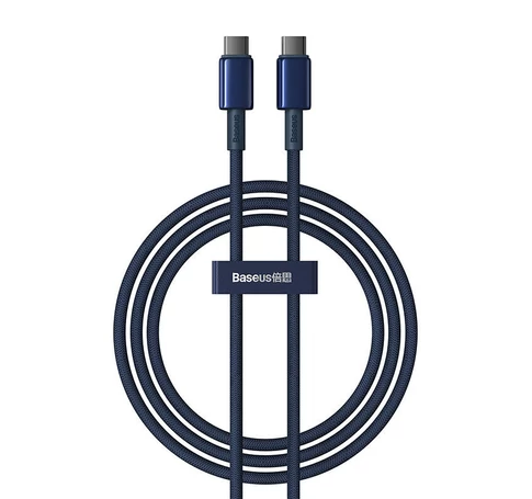 Kábel USB-C do USB-C Baseus Tungsten Gold, 100W, 1m (niebieski)