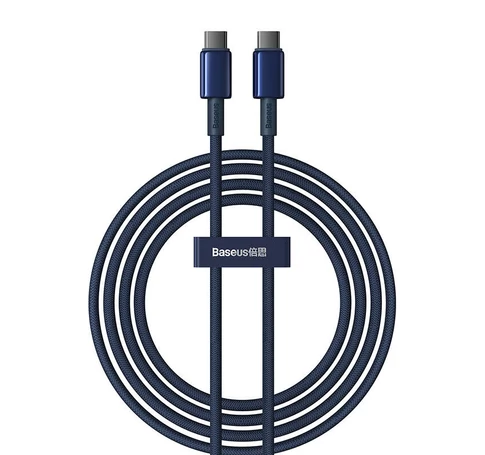 Kábel USB-C do USB-C Baseus Tungsten Gold, 100W, 2m (niebieski)