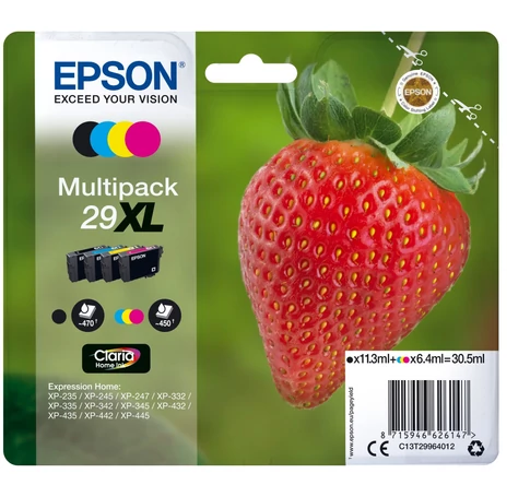Epson Strawberry C13T29964022 tintapatron 1 db Eredeti Fekete, Cián, Magenta, Sárga