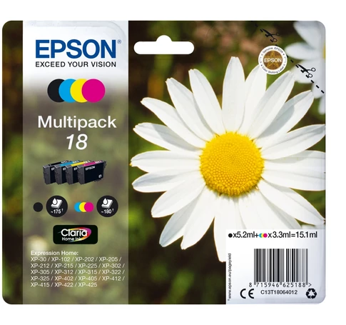 Epson Daisy C13T18064022 tintapatron 1 db Eredeti Fekete, Cián, Magenta, Sárga