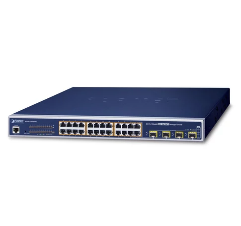 PLANET WGSW-24040HP4 hálózati kapcsoló Vezérelt L2/L4 Gigabit Ethernet (10/100/1000) Ethernet-áramellátás (PoE) támogatása Kék