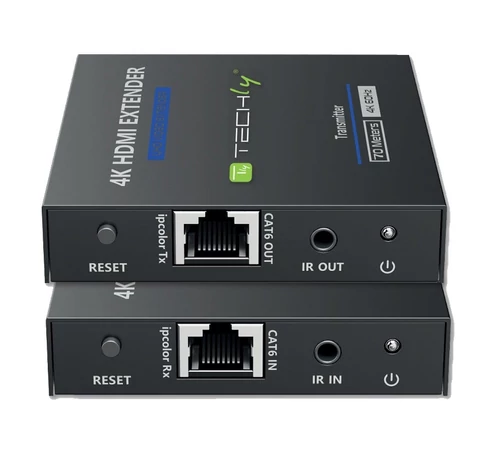 Techly IDATA EXT-565 HDMI 2.0 hosszabbító 4K60Hz-ig, akár 70m Cat6-on IR-rel