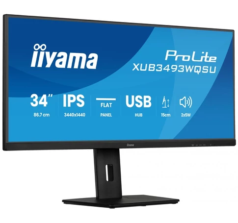 iiyama XUB3493WQSU-B6 34 hüvelykes UW IPS-panel 3440x1440 120Hz 21:9 400cdm 1000:1 1ms