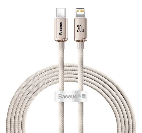 Baseus Crystal Shine USB-C és iP kábel, 20W, 2m (rózsaszín)