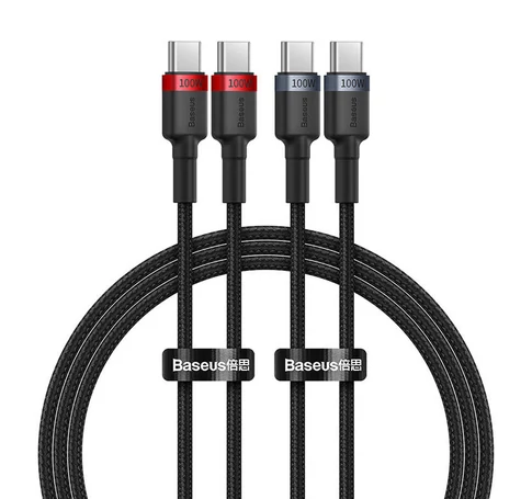 Kábel Baseus Cafule USB-C USB-C 100W, 1m, 2psc (piros fekete, szürke fekete)