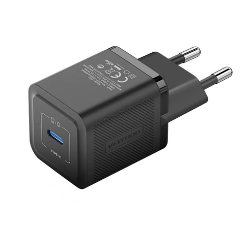 Fali töltő, Vention, FEPB0-EU, USB-C, 20W, GaN (fekete)
