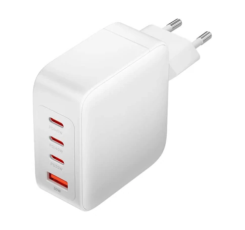 Fali töltő, Vention, FEIW0-EU, 3xUSB-C, USB- A, 140W/140W/30W/18W, GaN (fehér)