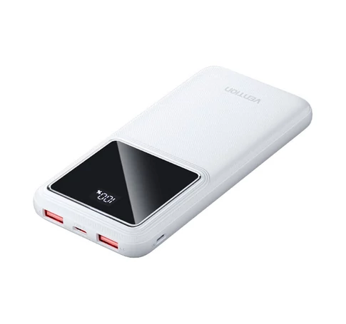 Powerbank, Vention, FHKW0,10000mAh, Micro-USB, USB-C, 2xUSB-A, 22.5W (fehér)