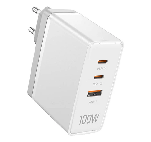 Fali töltő, Vention, FEGW0-EU, 2xUSB-C, USB- A, 100W/100W/30W, GaN (fehér)