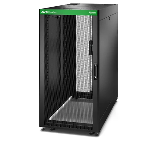 Easy Rack 600mm/24U/1000mm, tetővel, oldalsó panellel, kerekekkel, lábakkal és 4 konzollal, alj nélkül, fekete