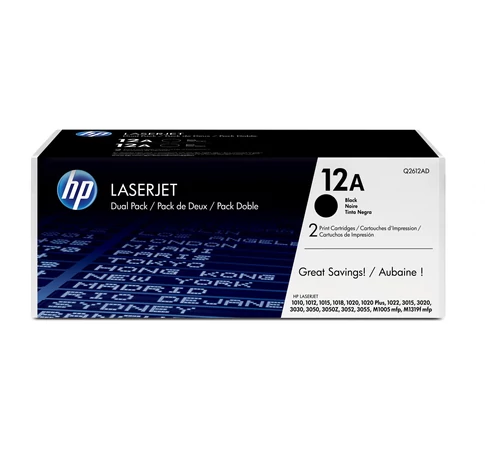HP 12A 2-pack Black Original LaserJet Toner Cartridges