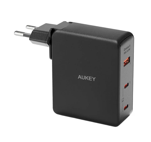Aukey PA-B7O 1xUSB-A, 2xUSB-C, 140W GaN fali töltő (fekete)