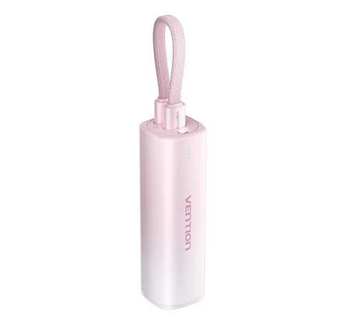 Powerbank 5000mAh Vention FHWR0 20W + USB-C villámkábel (rózsaszín)