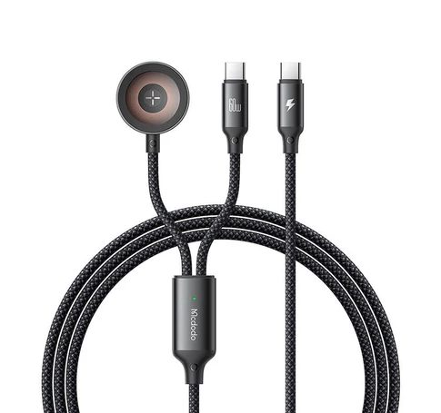 Mcdodo CA-2200 2 az 1-ben USB-C kábel + Apple Watch töltő, 60W, 1.2m