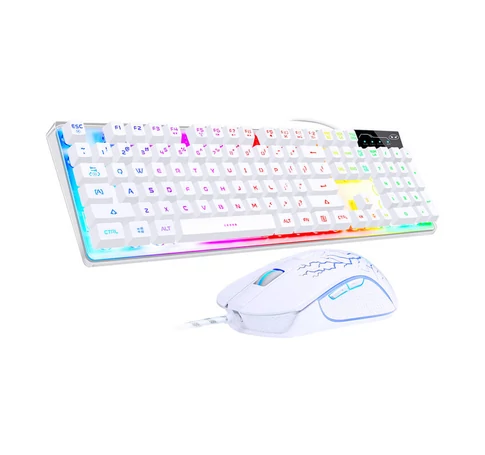 MageGee K1 vezetékes billentyűzet + egér szett (fehér) (QWERTY)