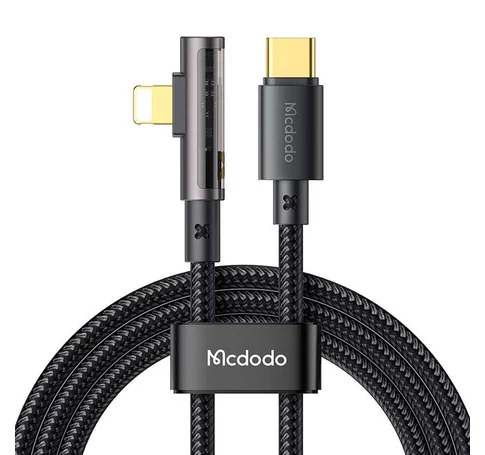 McDodo CA-3390 36W 1.2m USB-C Lightning szögkábel (fekete)