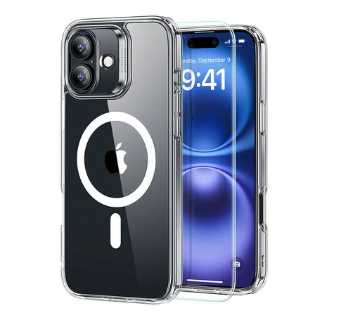 Hybrid Case (HaloLock) ESR for iPhone 16 with screen protection kit (clear))