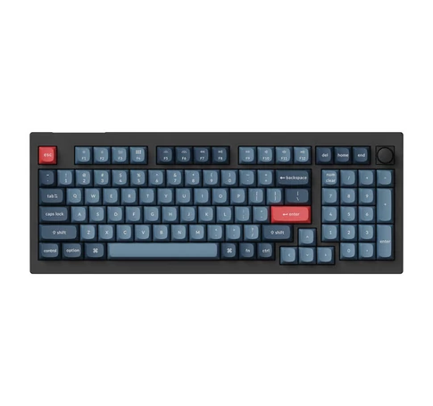Keychron V5 Max QMK/VIA RGB Knob Red Switch vezeték nélküli mechanikus billentyűzet (fekete)