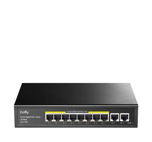 Cudy GS1010PE hálózati kapcsoló Gigabit Ethernet (10/100/1000) Ethernet-áramellátás (PoE) támogatása Fekete