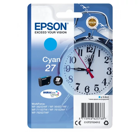 Epson Alarm clock C13T27024012 tintapatron 1 db Eredeti Standard teljesítmény Cián