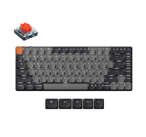 Keychron K3 LED piros kapcsolós vezeték nélküli, alacsony profilú billentyűzet (szürke) [K3X-A1].