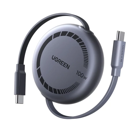 Ugreen L531 USB-C-USB-C visszahúzható kábel, Power Delivery (PD) 100W, 1m (szürke)