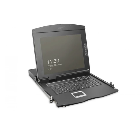 Moduláris KVM konzol 19'' HD TFT, 8 HDMI port, érintőpad, FR billentyűzet, fekete