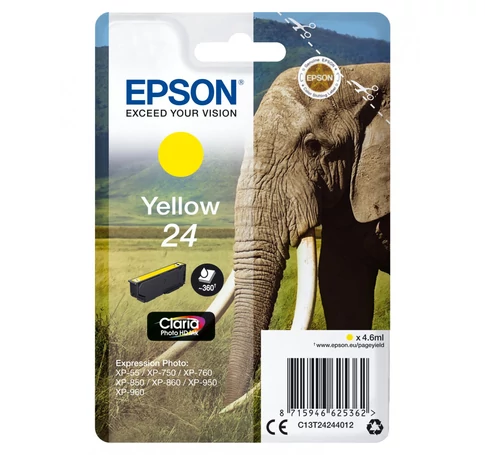 Epson Elephant C13T24244012 tintapatron 1 db Eredeti Standard teljesítmény Sárga