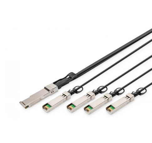 Digitus DN-81321 InfiniBand és száloptikai kábel 1 M QSFP+ 4x SFP+ Fekete