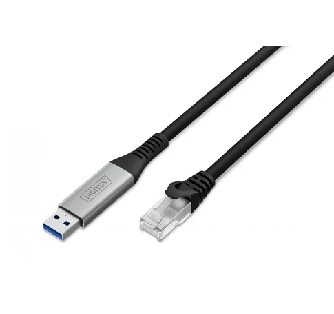 USB-A – RJ45 Cat. 6A S/FTP adapter kábel, 1 Gbit/s, USB 3.2 Gen1, LSZH, 10 m