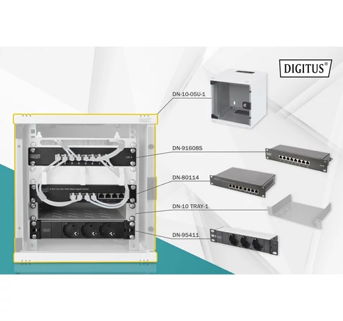 Digitus DN-10-SET-1 állvány Falra szerelhető állvány Szürke