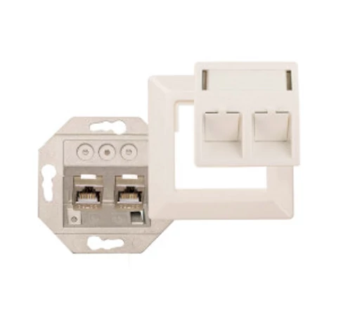 IDC 1000M2 2-port Data wall box CAT6A - white