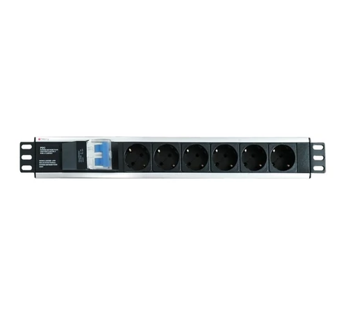 Techly I-CASE STRIP-16SH 19' Áramelosztó 1.5U X6 - Schuko aljzatok