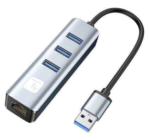 Techly IDATA USB-ETGIGA3AA USB 3.0 RJ45 Gigabit Hálózati Kártya/Adapter, 3x USB-A Hub