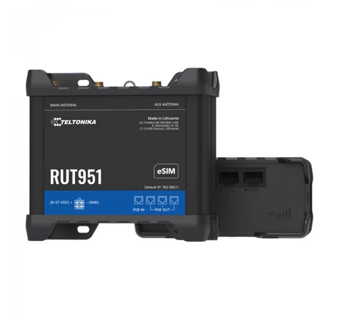 Teltonika RUT951 POE+ DUAL SIM eSIM 4G/LTE/3G/2G WiFi Router tápegységgel