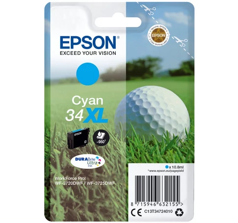 Epson Golf ball C13T34724010 tintapatron 1 db Eredeti Nagy (XL) kapacitású Cián