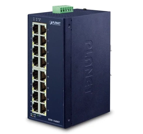 PLANET ISW-1600T hálózati kapcsoló Beállítást nem igénylő (unmanaged) Fast Ethernet (10/100) Kék