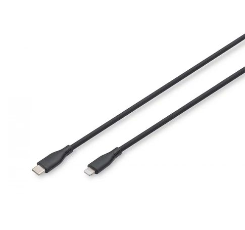 Szilikon USB-C to Lightning tápkábel, USB 2.0 60W, MFI, 0,5m fekete